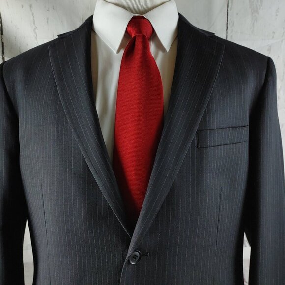 Daniel Hechter Paris 42R Wool 2 Button Charcoal Pinstripe 2pc Suit 34x26.5 FF - Picture 2 of 16